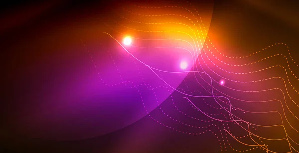 波抽象的な背景を持つ色のネオンライト — ストックベクタ