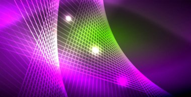 Neon parlayan dalga, sihirli enerji ve ışık arka plan