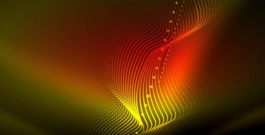 Koyu, parlak hareket, sihirli alan ışık parlayan soyut dalga. Techno arka plan