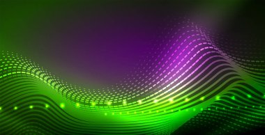 Koyu, parlak hareket, sihirli alan ışık parlayan soyut dalga. Techno arka plan