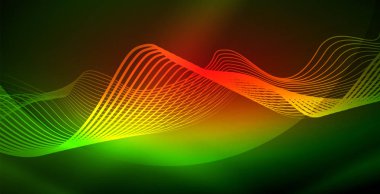 Koyu, parlak hareket, sihirli alan ışık parlayan soyut dalga. Techno arka plan