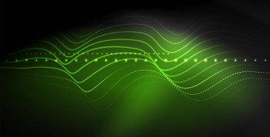 Koyu, parlak hareket, sihirli alan ışık parlayan soyut dalga. Techno arka plan