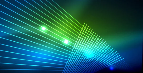 Linee techno incandescenti al neon, blu hi-tech futuristico modello astratto di sfondo con luci — Vettoriale Stock