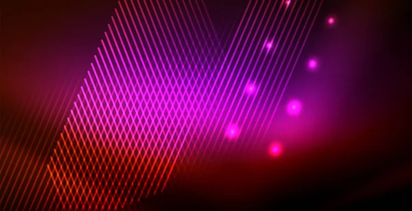 Neon parlayan dalga, sihirli enerji ve ışık arka plan — Stok Vektör