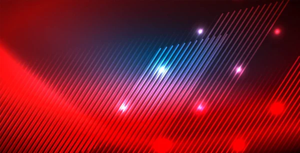 Neon glühende Techno-Linien, blaue Hi-Tech-futuristische abstrakte Hintergrundvorlage mit Lichtern — Stockvektor