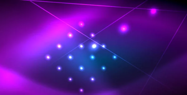 ネオン輝くテクノライン、ライト付きの青いハイテク未来的な抽象的な背景テンプレート — ストックベクタ