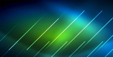 Neon parlayan techno hatları, mavi Hi-Tech futuristik soyut arka plan ışık ile şablon