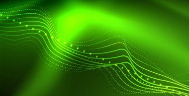 Koyu, parlak hareket, sihirli alan ışık parlayan soyut dalga. Techno arka plan