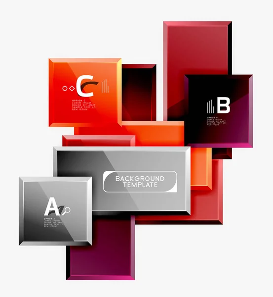 Geometrisk design kvadrater abstrakt banner, glänsande glänsande effekter — Stock vektor