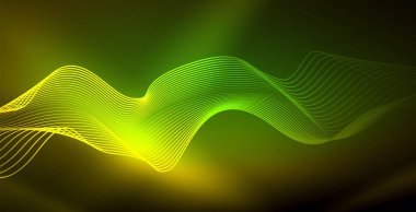 Koyu, parlak hareket, sihirli alan ışık parlayan soyut dalga. Techno arka plan