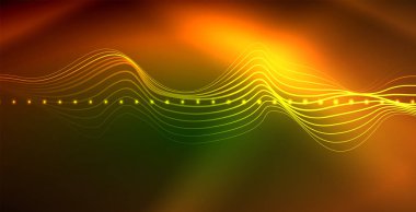 Koyu, parlak hareket, sihirli alan ışık parlayan soyut dalga. Techno arka plan