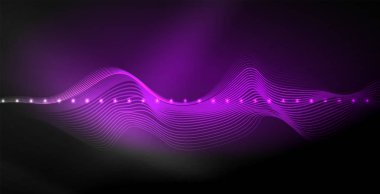 Koyu, parlak hareket, sihirli alan ışık parlayan soyut dalga. Techno arka plan