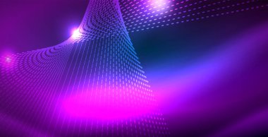 Dalgalar ile renkli neon ışıklar soyut arka plan