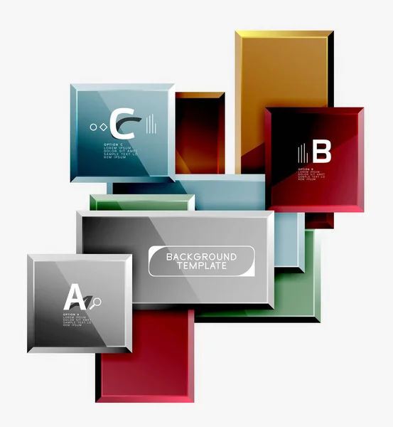 Geometrisk design kvadrater abstrakt banner, glänsande glänsande effekter — Stock vektor