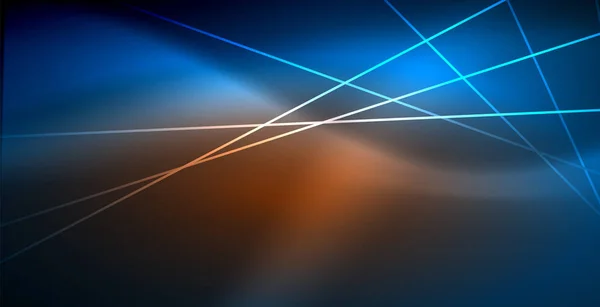 ネオン輝くテクノライン、ライト付きの青いハイテク未来的な抽象的な背景テンプレート — ストックベクタ