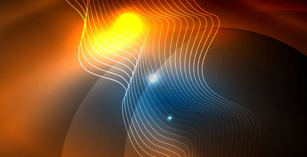 Color luces de neón con ondas de fondo abstracto — Vector de stock