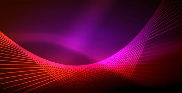 Neon parlayan dalga, sihirli enerji ve ışık arka plan — Stok Vektör