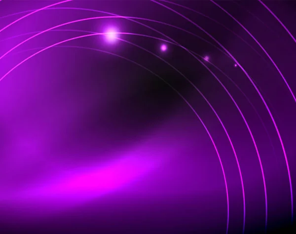 Темное пространство с неоновым цветом светящихся огней абстрактного фона — стоковый вектор