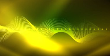 Koyu, parlak hareket, sihirli alan ışık parlayan soyut dalga. Techno arka plan