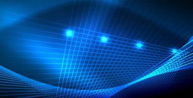 Neon parlayan techno hatları, mavi Hi-Tech futuristik soyut arka plan ışık ile şablon