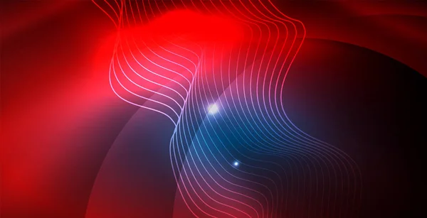 Color luces de neón con ondas de fondo abstracto — Vector de stock