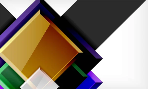 Zářivý barevný čtvercový tvar blokuje geometrický podklad — Stockový vektor