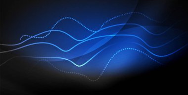 Koyu, parlak hareket, sihirli alan ışık parlayan soyut dalga. Techno arka plan