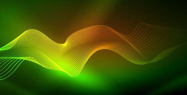 Koyu, parlak hareket, sihirli alan ışık parlayan soyut dalga. Techno arka plan