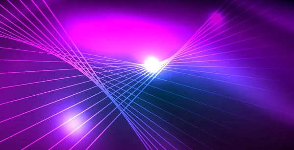 Dalgalar ile renkli neon ışıklar soyut arka plan — Stok Vektör