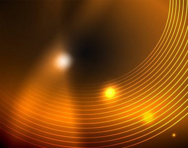 Neon renk parlayan ışıkları ile karanlık alan soyut arka plan