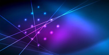 Neon parlayan techno hatları, mavi Hi-Tech futuristik soyut arka plan ışık ile şablon