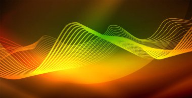 Koyu, parlak hareket, sihirli alan ışık parlayan soyut dalga. Techno arka plan