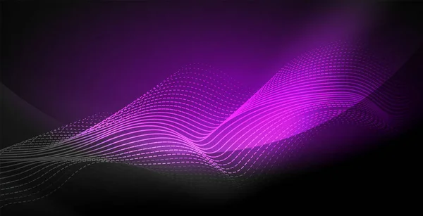 Glowing abstract wave on dark, shiny motion, magic space light. Techno abstract background — Stock Vector