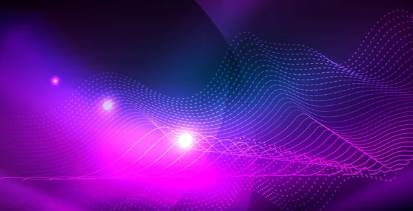 Χρώμα νέον φώτα με κύματα αφηρημένο φόντο — Διανυσματικό Αρχείο