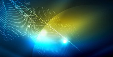 Dalgalar ile renkli neon ışıklar soyut arka plan