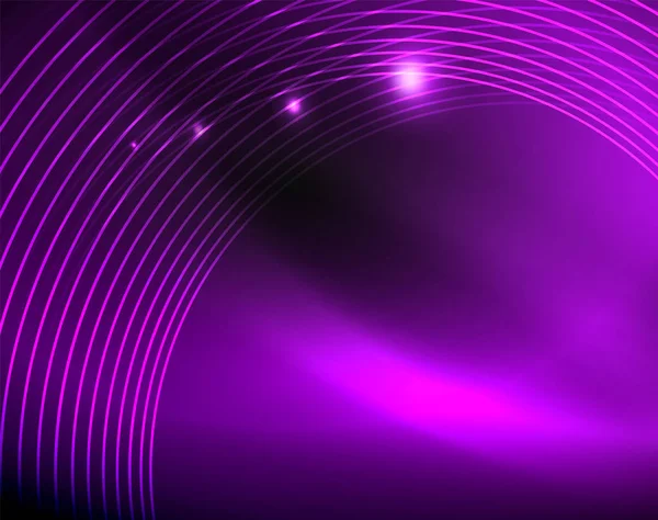 Темное пространство с неоновым цветом светящихся огней абстрактного фона — стоковый вектор