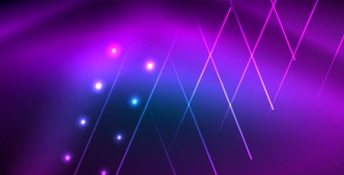 Neon parlayan techno hatları, mavi Hi-Tech futuristik soyut arka plan ışık ile şablon