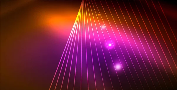 Кольорові неонові вогні з хвилями абстрактний фон — стоковий вектор