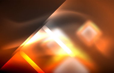 Bulanık efektler ile koyu arka planda Neon kare ve hat ışıkları