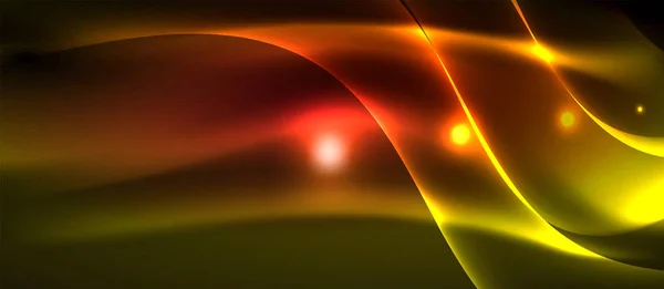 ネオン光沢のある光輝く波線 — ストックベクタ