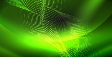 Koyu, parlak hareket, sihirli alan ışık parlayan soyut dalga. Techno arka plan