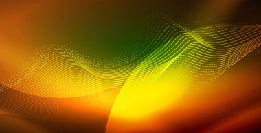 Koyu, parlak hareket, sihirli alan ışık parlayan soyut dalga. Techno arka plan