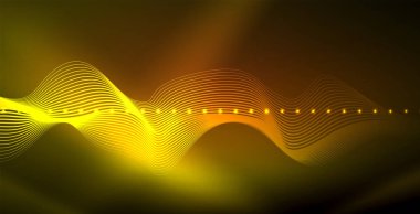 Koyu, parlak hareket, sihirli alan ışık parlayan soyut dalga. Techno arka plan