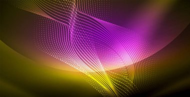 Koyu, parlak hareket, sihirli alan ışık parlayan soyut dalga. Techno arka plan