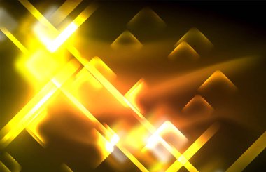 Siyah Neon parlak ışık hatları, techno modern şablon
