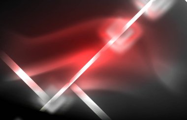 Bulanık efektler ile koyu arka planda Neon kare ve hat ışıkları