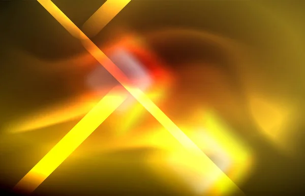 Neon Glowing techno lines, hi-tech futuristic abstrak background template dengan bentuk persegi - Stok Vektor