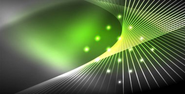 Neon parlayan çizgiler, sihirli enerji uzay ışığı konsepti, soyut arka plan duvar kağıdı tasarımı