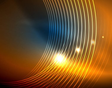 Mavi Neon çemberler, soyut dairesel çizgiler. Parlayan daire soyut desen arka plan