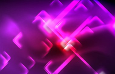 Neon parlayan techno hatları, yüksek teknoloji fütüristik arka plan şablonu kare şekilleri ile